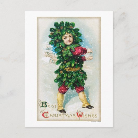 エバ最高のグリーンコートの人にクリスマスの願い シーズンポストカード (正面)