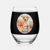 エバ最高のドッグパパカスタムペットの写真と名前 ステムなしワイングラス (正面)