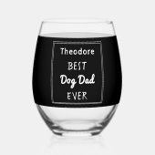 エバ最高のドッグパパカスタムペットの写真と名前 ステムなしワイングラス (裏面)