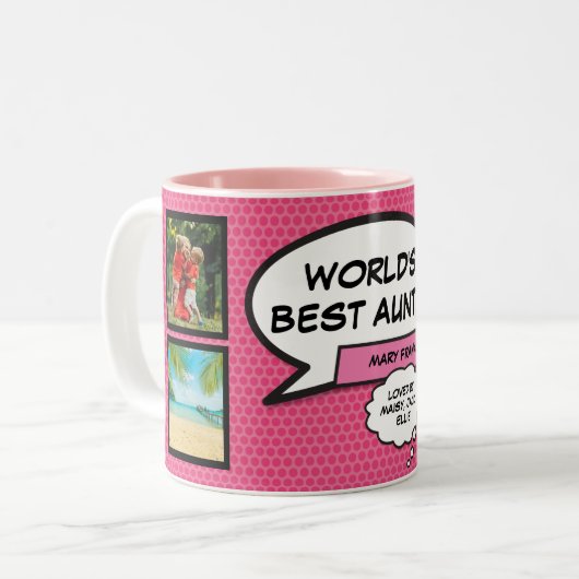 エバ最高のー叔母アンティおもしろいピンククール漫画写真 ツートーンマグカップ (正面左)