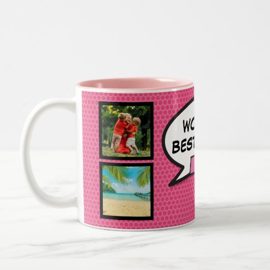 エバ最高のー叔母アンティおもしろいピンククール漫画写真 ツートーンマグカップ (左)