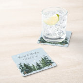 エバ素朴ーグリーンウィンター結婚パイン スクエアペーパーコースター (インサイチュ)