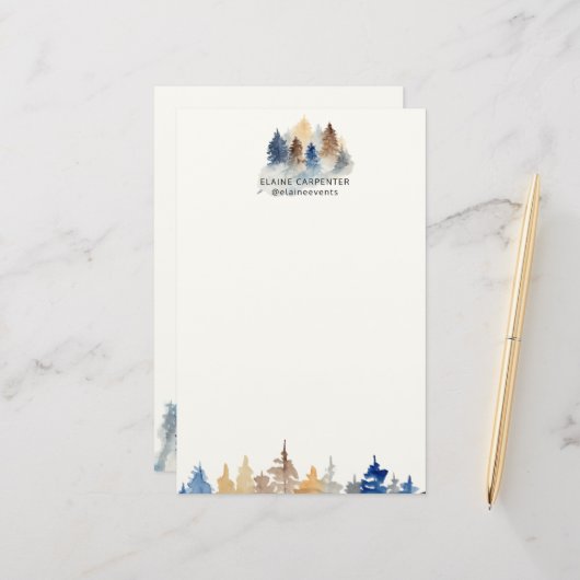 エバ素朴ーグリーンツリーモノグラム文具紙 便箋 (正面/裏面インサイチュ)