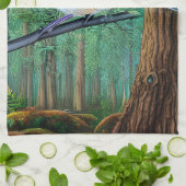 エバ素朴ーグリーンパイン《鳥》アメリカゴガラ キッチンタオル (折り畳み)