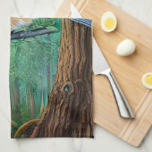 エバ素朴ーグリーンパイン《鳥》アメリカゴガラ キッチンタオル (四つ折り)