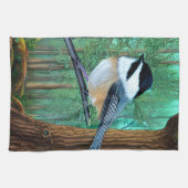 エバ素朴ーグリーンパイン《鳥》アメリカゴガラ キッチンタオル (横)