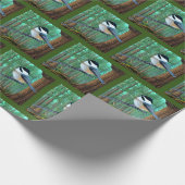 エバ素朴ーグリーンパイン《鳥》アメリカゴガラ ラッピングペーパー (角)