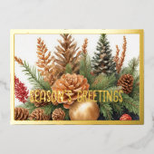 エバ素朴ーグリーンピネコーンウォーターカラークリスマス 箔シーズンカード (正面)