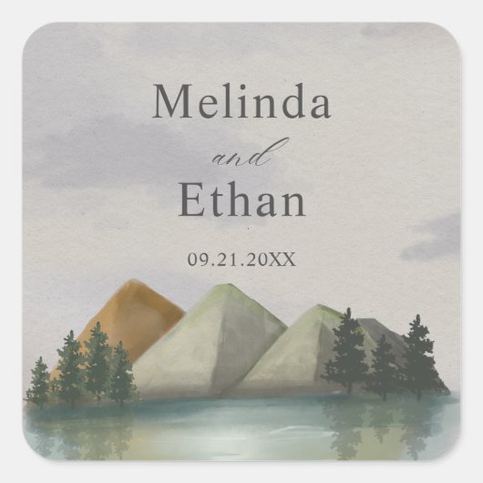 エバ素朴ーグリーン山結婚湖 スクエアシール (正面)