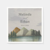 エバ素朴ーグリーン山結婚湖 スタンダードカクテルナプキン (正面)