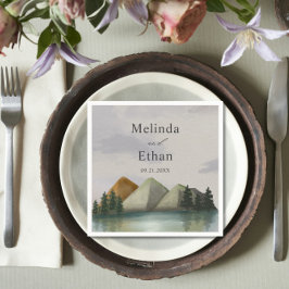 エバ素朴ーグリーン山結婚湖 スタンダードカクテルナプキン