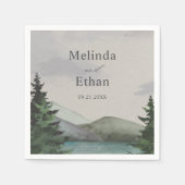 エバ素朴ーグリーン山結婚湖 スタンダードカクテルナプキン (正面)