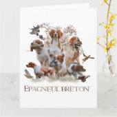 エパグヌールブレトンブリタニースパニエル犬 カード (黄色い花)