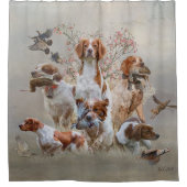 エパグヌールブレトンブリタニースパニエル犬 シャワーカーテン (正面)