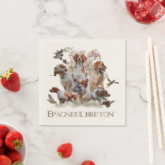 エパグヌールブレトンブリタニースパニエル犬 スタンダードカクテルナプキン (インサイチュ)