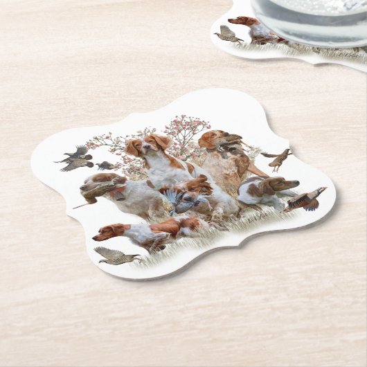 エパグヌールブレトンブリタニースパニエル犬 ペーパーコースター (アングル)