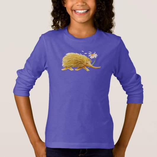 エヒドナお洒落の水彩樹林動物アート Tシャツ (正面)