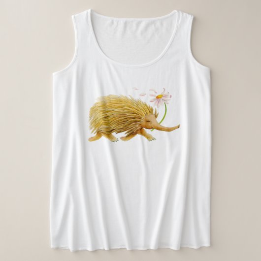 エヒドナお洒落の水彩樹林動物アート Tシャツ (デザイン正面)