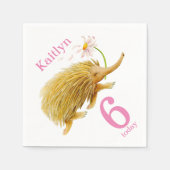 エヒドナ水彩画第6誕生日ナプキン スタンダードカクテルナプキン (正面)