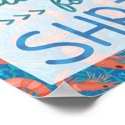 エビおもしろいのビーチに向けて懸命が出てい航海のる ポスター (角)