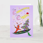 エビおよびCrawfishのケージャンのクリスマスの応援 シーズンカード (正面)