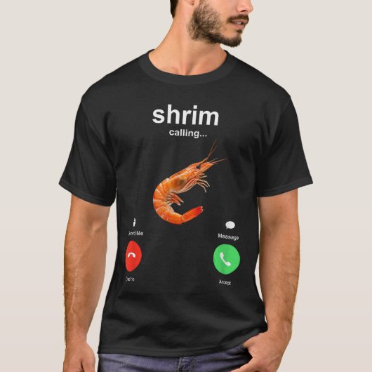 エビが電話してる面白いミーム携帯電話 レトロ Tシャツ (正面)