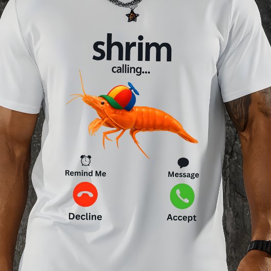 エビが電話してる 笑える メメ エビからの着信 Tシャツ