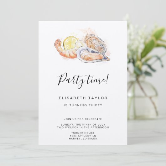エビとカキの水の色誕生日招待状 招待状 (スタンド正面)