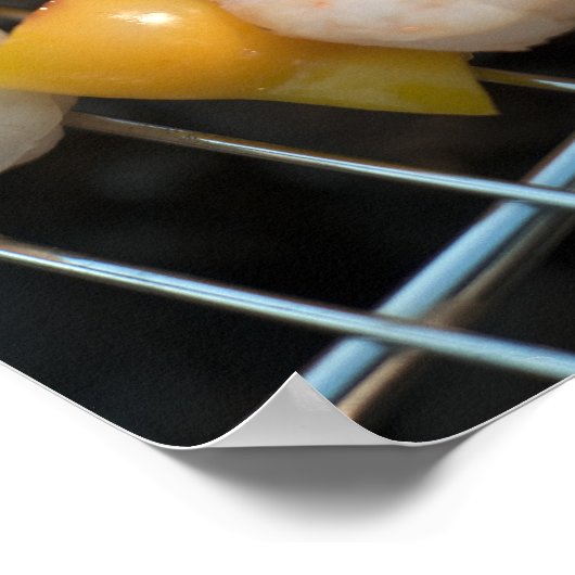 エビとコショウのグリルと串焼きスウェーデン。 ポスター (角)