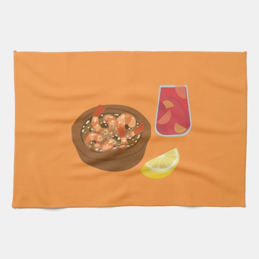 エビとサングリア キッチンタオル (横)