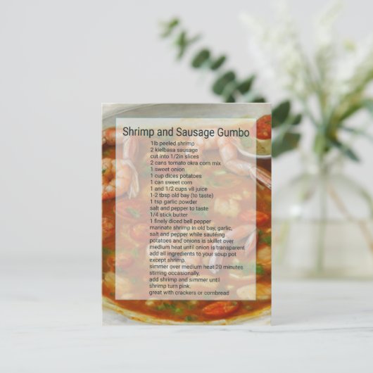 エビとソーセージのガンボレシピ簡単 ポストカード (スタンド正面)