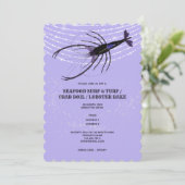 エビのストリングライトと魚の鱗のラベンダー色のザリガニ 招待状 (スタンド正面)