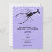 エビのストリングライトの魚の鱗のラベンダー色のザリガニ 招待状 (正面)