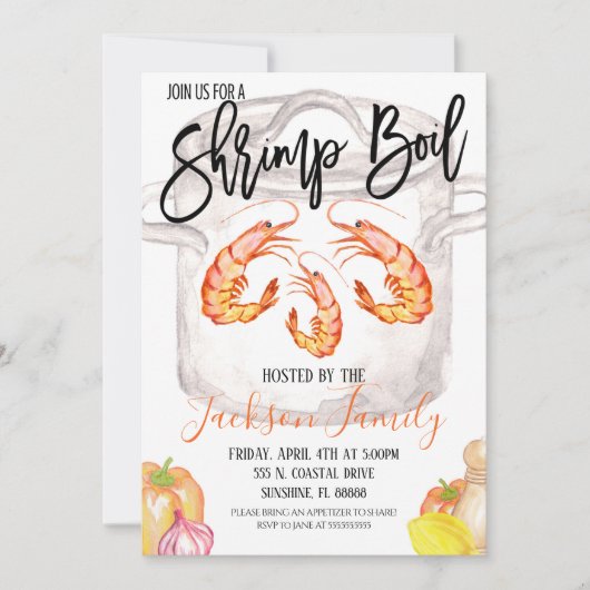 エビのボイルパーティーの招待状 招待状 (正面)