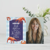 エビのボイル誕生日パーティシーフードカニの写真 招待状 (スタンド正面)