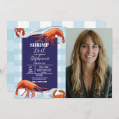 エビのボイル誕生日パーティシーフードカニの写真 招待状 (正面/裏面)