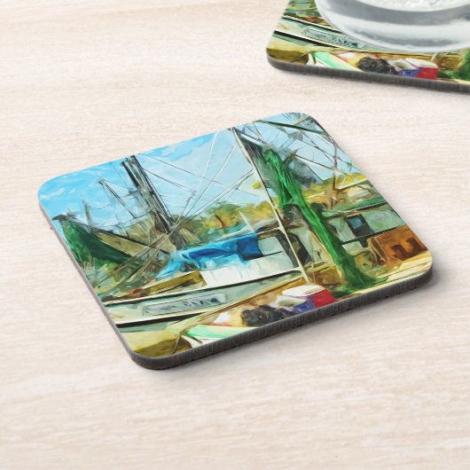エビのボートドッキング抽象芸術印象派.jpg コースター (左側)
