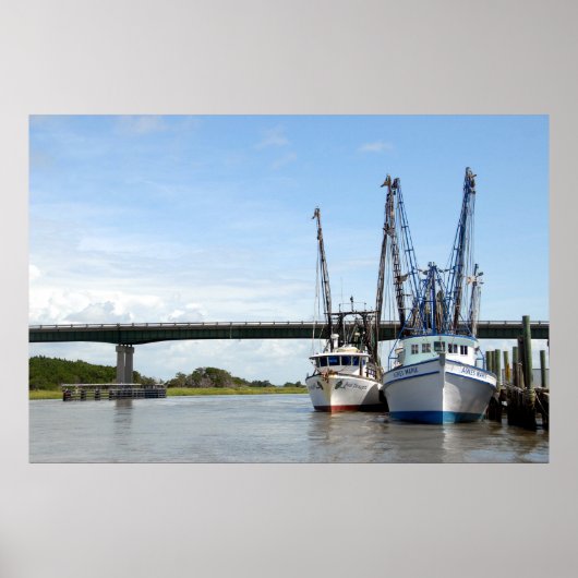 エビのボート係留 ポスター (正面)