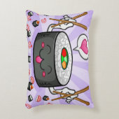 エビの多くを食べている寿司のマンガのキャラクタ アクセントクッション (正面(垂直))