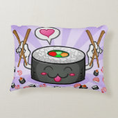 エビの多くを食べている寿司のマンガのキャラクタ アクセントクッション (裏面)