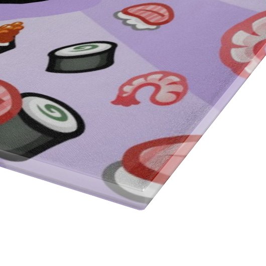 エビの多くを食べている寿司のマンガのキャラクタ カッティングボード (角)