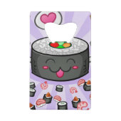 エビの多くを食べている寿司のマンガのキャラクタ クレジットカード栓抜き (裏面)