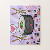 エビの多くを食べている寿司のマンガのキャラクタ ジグソーパズル (縦)