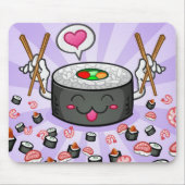 エビの多くを食べている寿司のマンガのキャラクタ マウスパッド (正面)