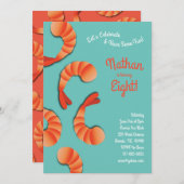 エビの子供の誕生日パーティー 招待状 (正面/裏面)