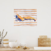 エビの水色波止場、魚釣り餌 ポスター (キッチン)