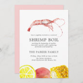 エビの煮沸 |シーフードをテーマにしたパーティー 招待状 (正面/裏面)