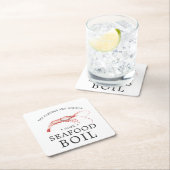 エビの煮沸 | シーフードボイルをテーマにしたパーティー スクエアペーパーコースター (インサイチュ)