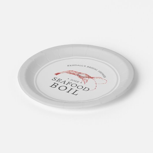 エビの煮沸 |シーフードボイルをテーマにしたブライダルシャワー ペーパープレート (アングル)
