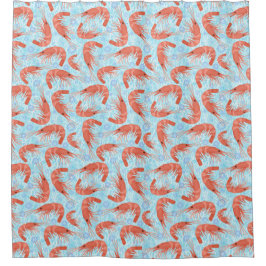 エビの車海老の珊瑚の海の泡航海のな海の青 シャワーカーテン